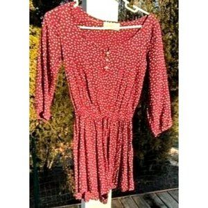 Abercrombie & Fitch Big Kid Size Medium Shorts‎ Burgundy Heart Romper Henley